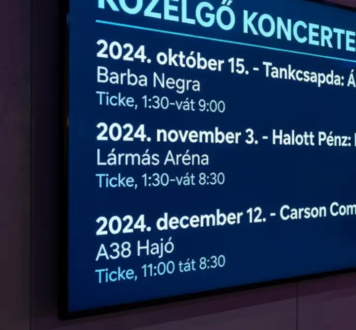 Koncertprogram naptár vizuális megjelenítése